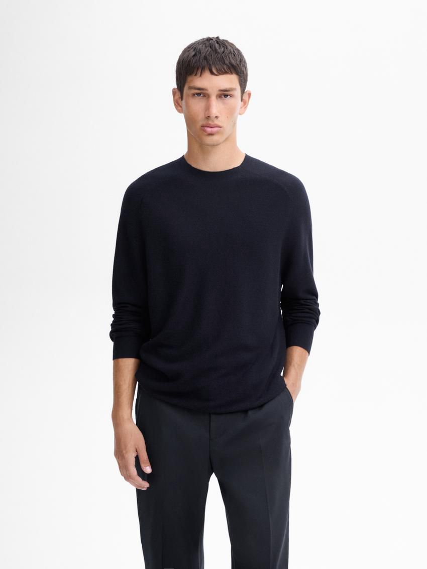 Massimo Dutti Merino Wool Men Jumpers Navy | US-NC2640915