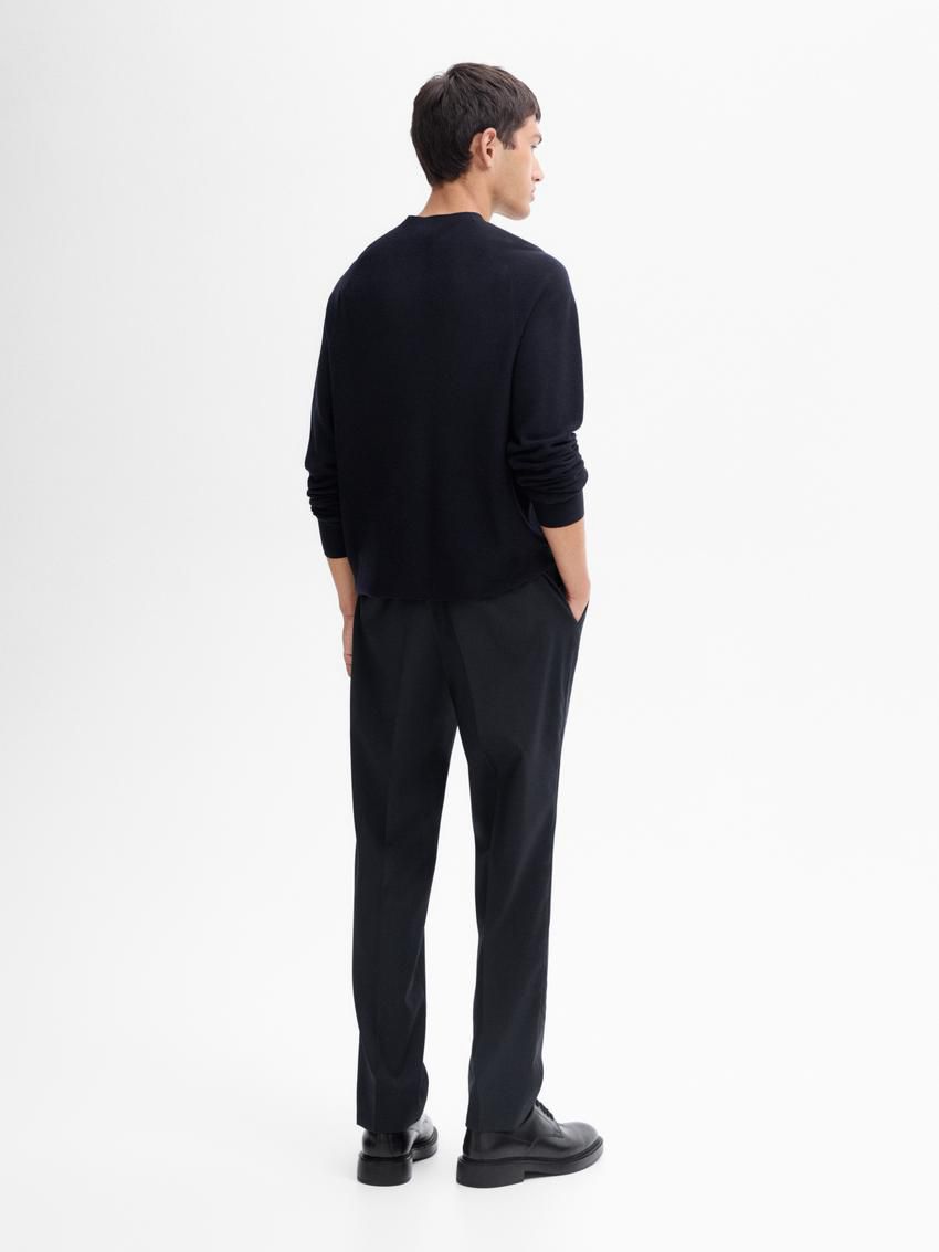 Massimo Dutti Merino Wool Men Jumpers Navy | US-NC2640915