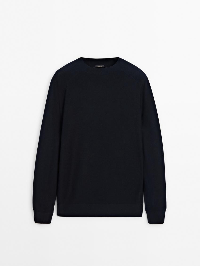 Massimo Dutti Merino Wool Men Jumpers Navy | US-NC2640915