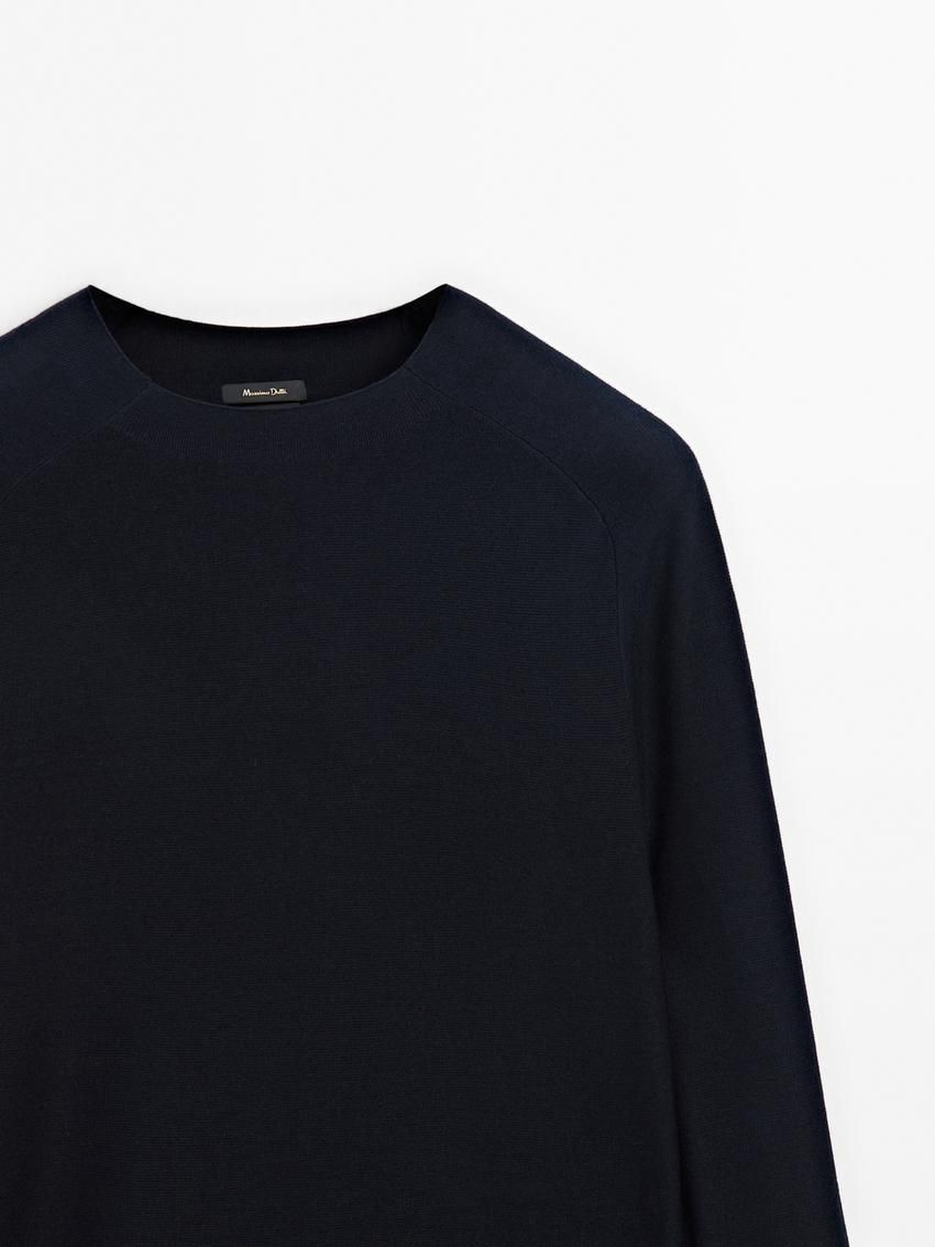 Massimo Dutti Merino Wool Men Jumpers Navy | US-NC2640915