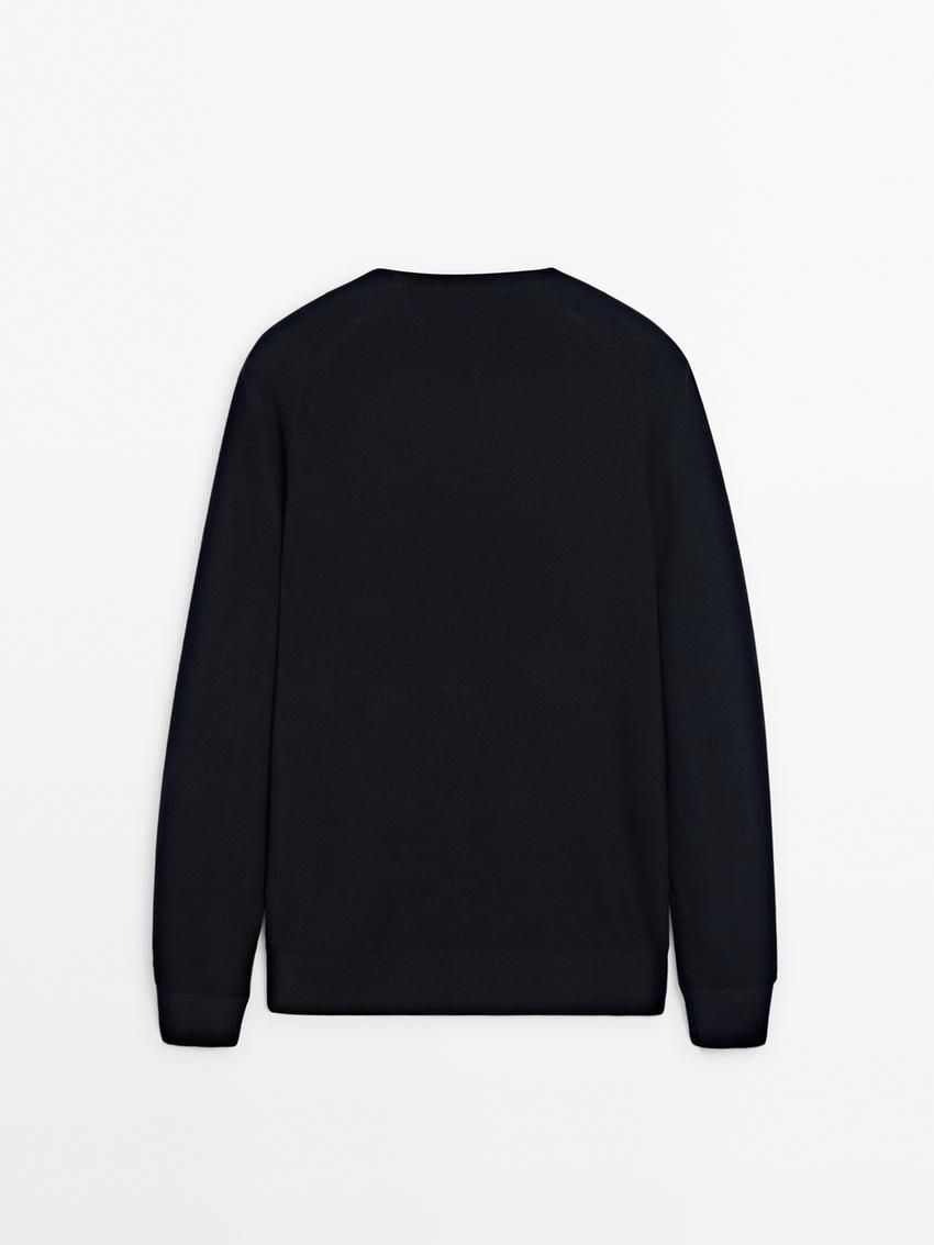 Massimo Dutti Merino Wool Men Jumpers Navy | US-NC2640915