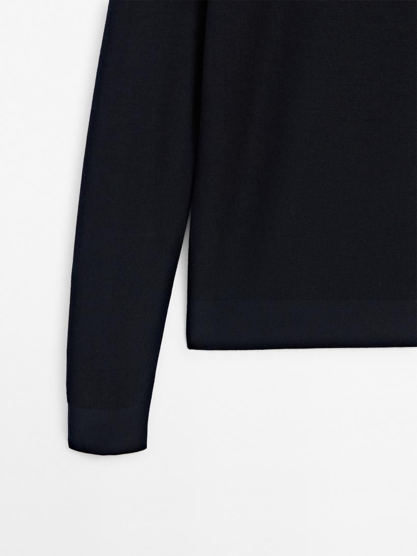Massimo Dutti Merino Wool Men Jumpers Navy | US-NC2640915