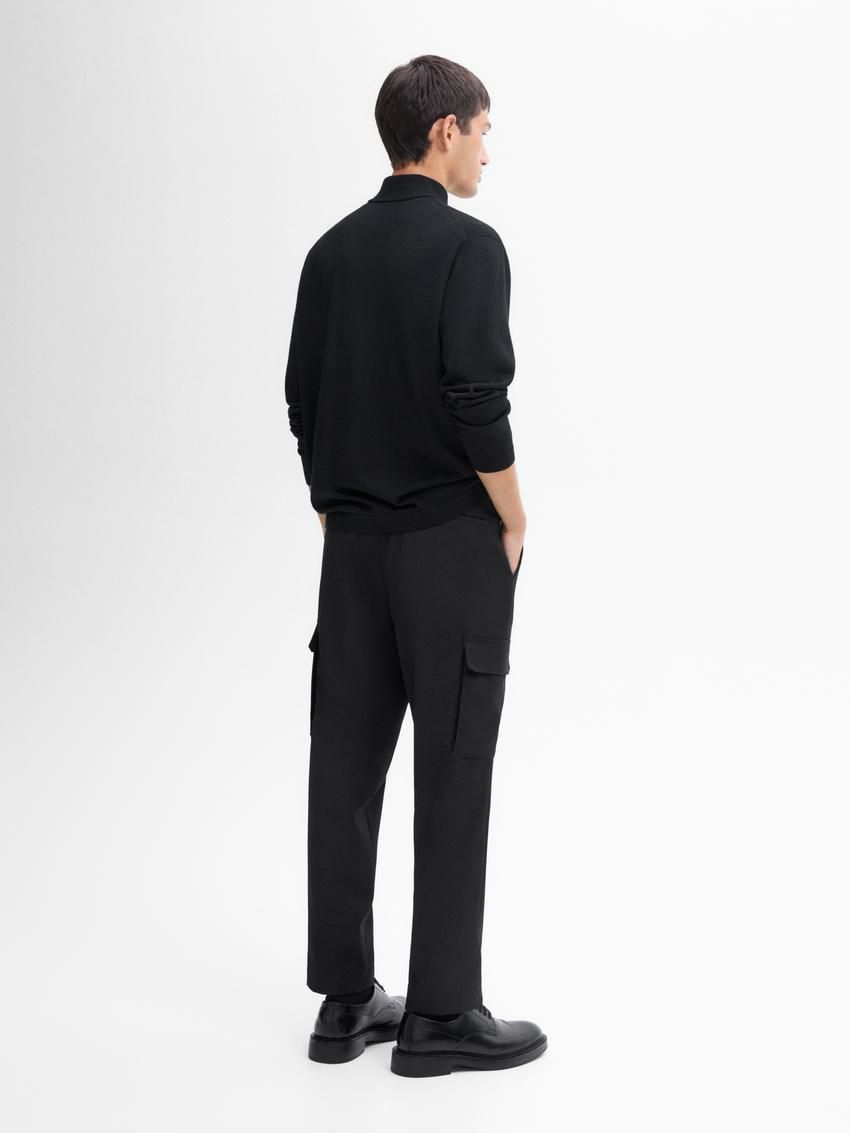 Massimo Dutti Merino Wool With Zip Detail Men Sweater Black | US-LP3428517