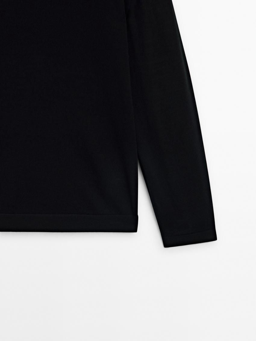 Massimo Dutti Merino Wool With Zip Detail Men Sweater Black | US-LP3428517