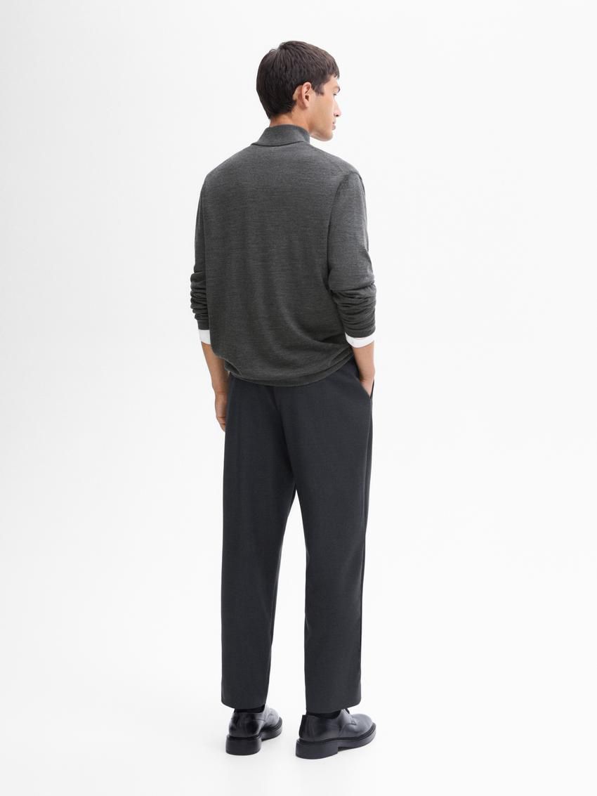 Massimo Dutti Merino Wool With Zip Detail Men Sweater Dark Grey | US-NX9204356