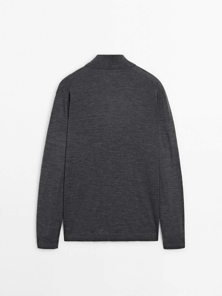 Massimo Dutti Merino Wool With Zip Detail Men Sweater Dark Grey | US-NX9204356