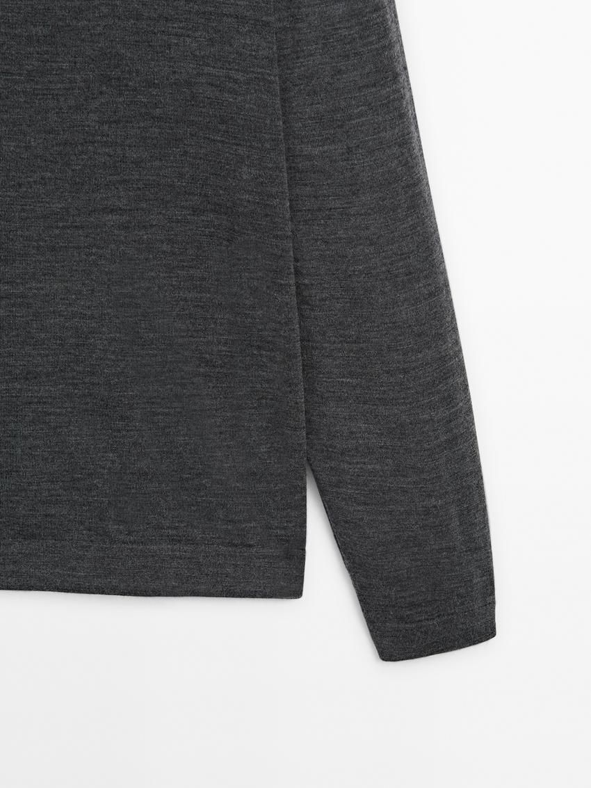 Massimo Dutti Merino Wool With Zip Detail Men Sweater Dark Grey | US-NX9204356