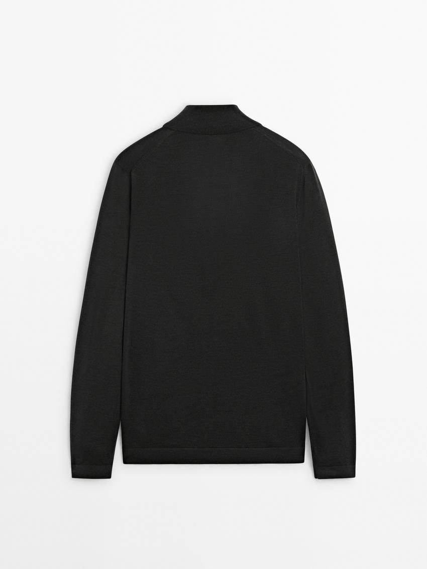 Massimo Dutti Merino Wool With Zip Detail Men Sweater Grey | US-AE4693570