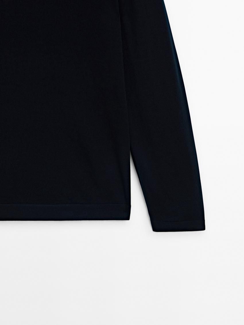 Massimo Dutti Merino Wool With Zip Detail Men Sweater Navy | US-OV6015389