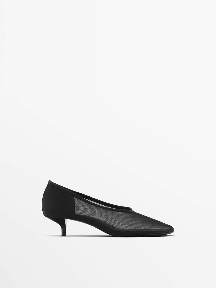 Massimo Dutti Mesh Women Heels Black | US-QI7863524