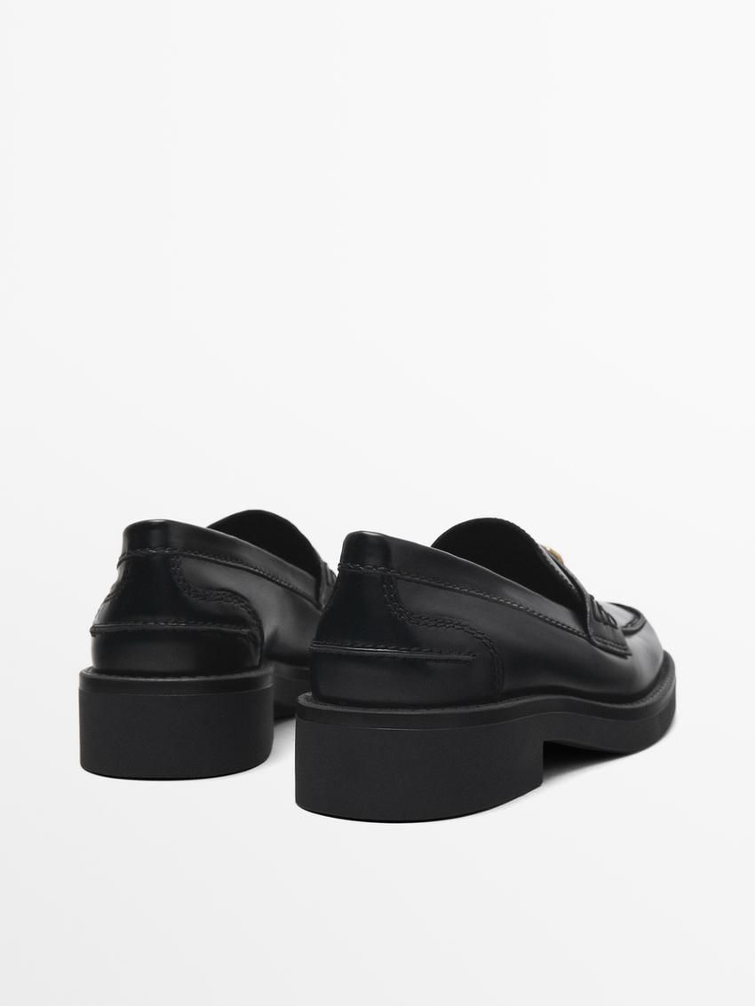 Massimo Dutti Metal Detail Women Loafers Black | US-VT9751643