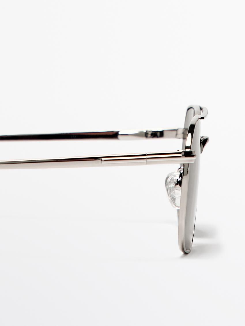 Massimo Dutti Metallic Aviator Men Sunglasses Silver | US-LW9642157