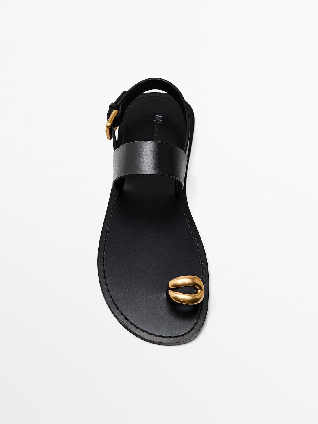 Massimo Dutti Metallic Embellishment Women Flat Sandals Black | US-YQ3615028