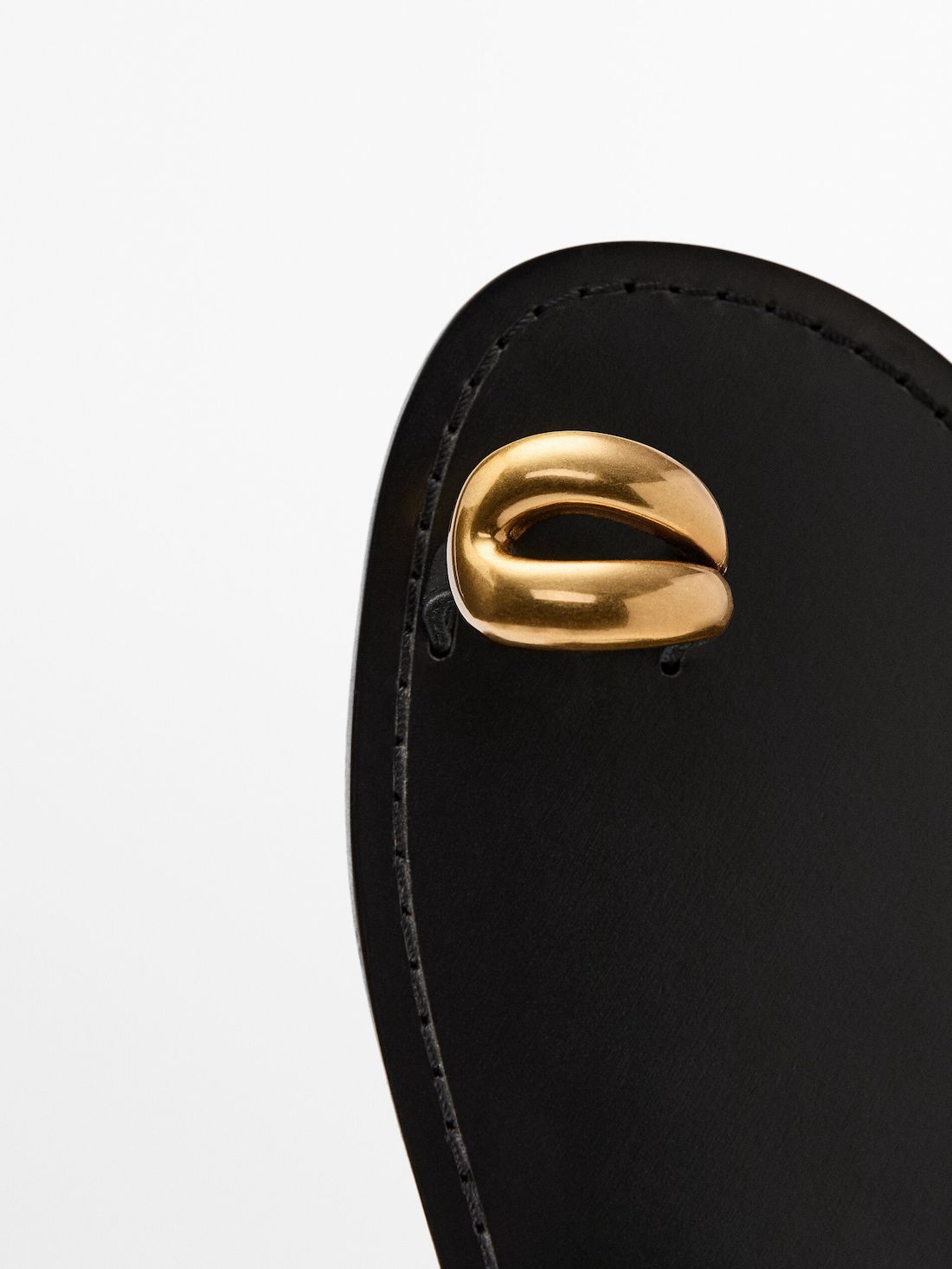 Massimo Dutti Metallic Embellishment Women Flat Sandals Black | US-YQ3615028