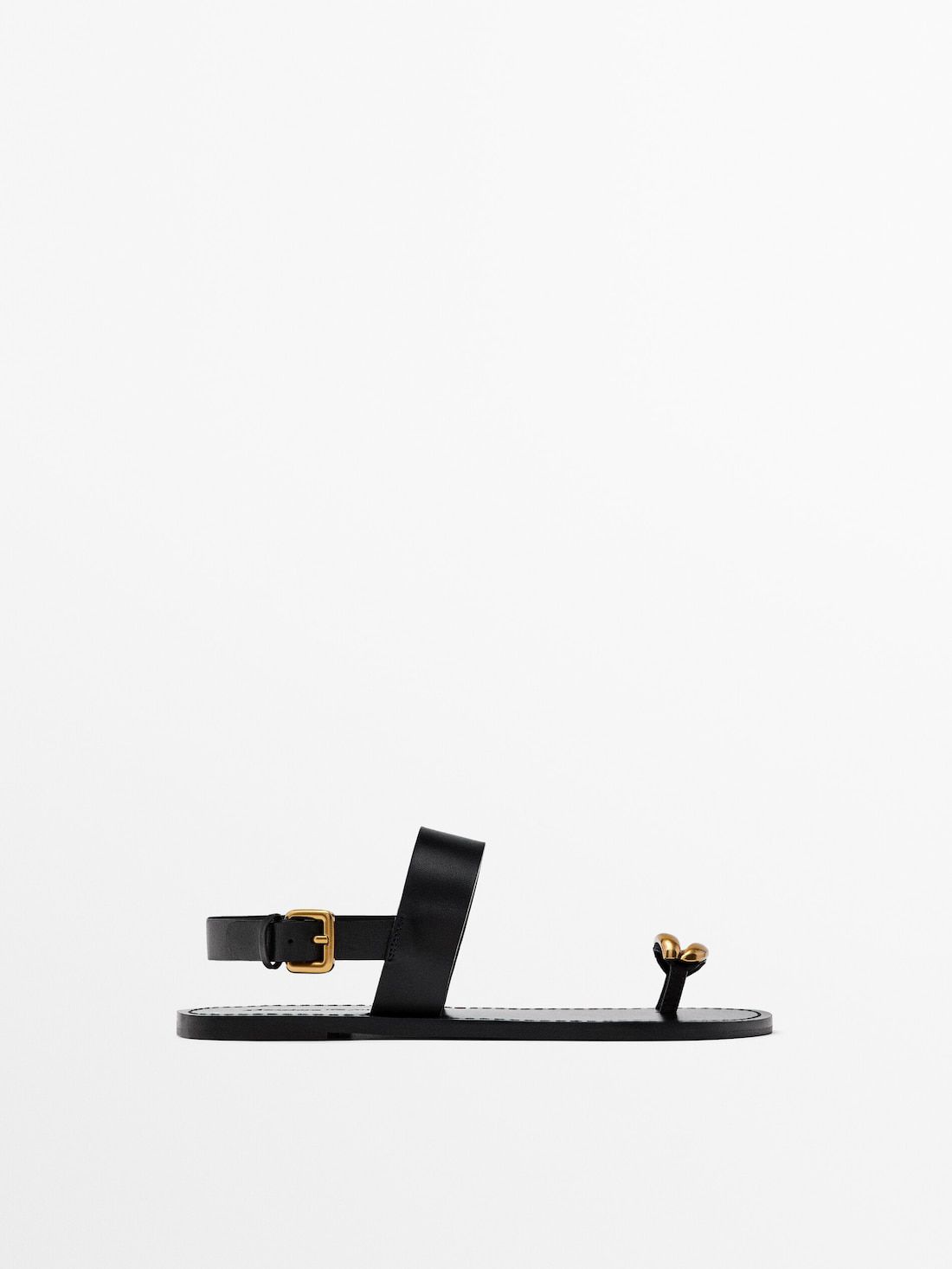 Massimo Dutti Metallic Embellishment Women Flat Sandals Black | US-YQ3615028