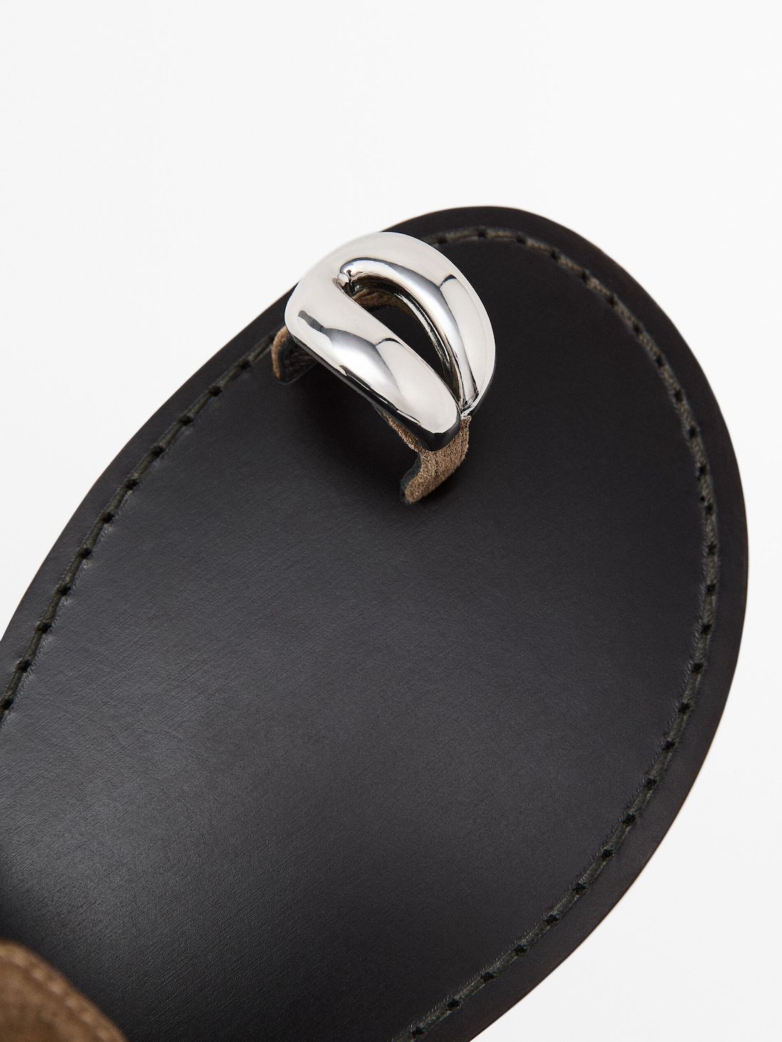 Massimo Dutti Metallic Embellishment Women Flat Sandals Brown | US-AJ4085137