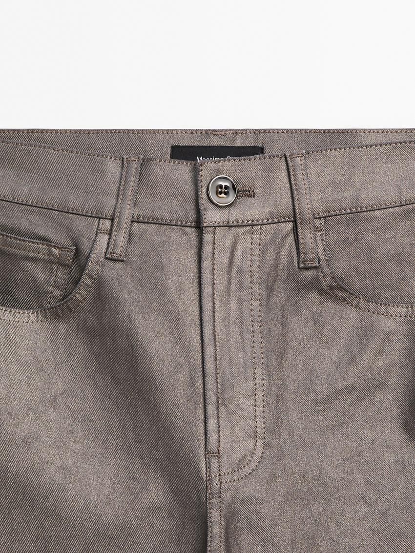 Massimo Dutti Metallic High-waist Straight-leg Women Trousers Metallic | US-SF1270654