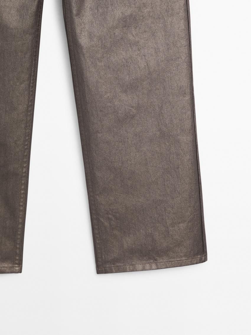 Massimo Dutti Metallic High-waist Straight-leg Women Trousers Metallic | US-SF1270654