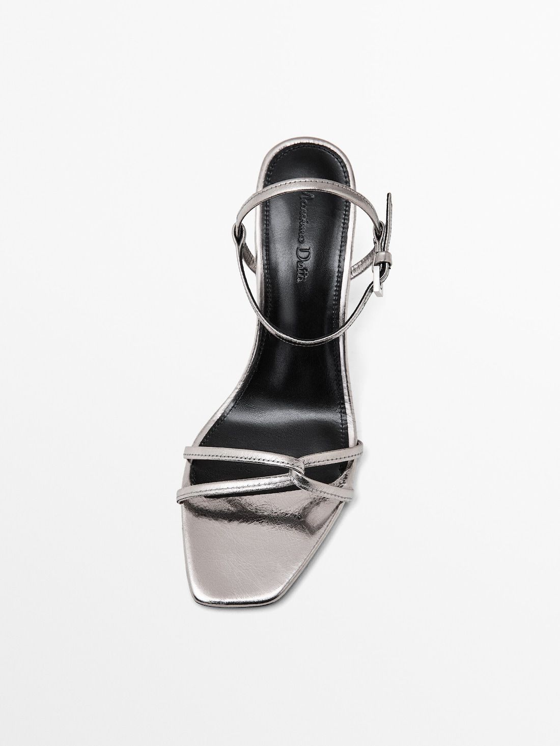 Massimo Dutti Metallic Strappy Women Heeled Sandals Silver | US-AG0863459