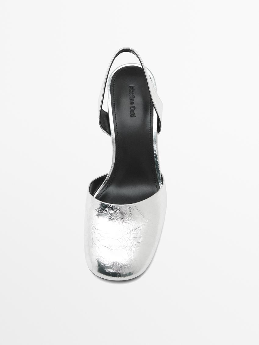 Massimo Dutti Metallic Women Heels Silver | US-JI5678149