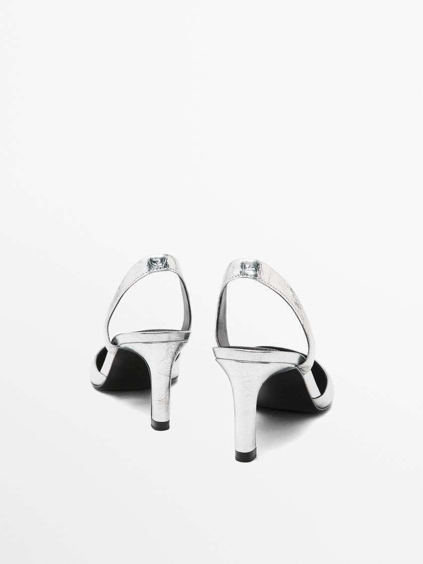 Massimo Dutti Metallic Women Heels Silver | US-JI5678149