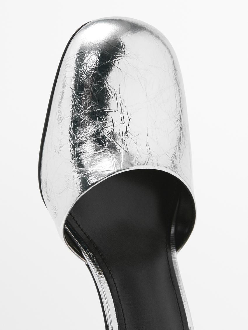 Massimo Dutti Metallic Women Heels Silver | US-JI5678149