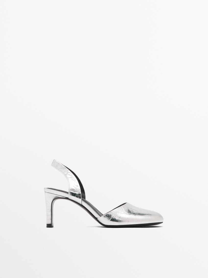 Massimo Dutti Metallic Women Heels Silver | US-JI5678149