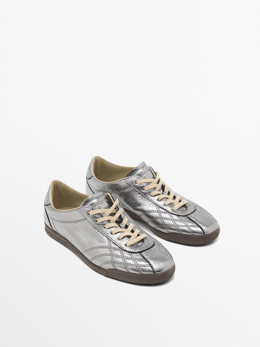 Massimo Dutti Metallic Women Sneakers Silver | US-WV5894370