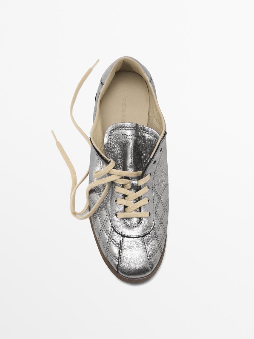 Massimo Dutti Metallic Women Sneakers Silver | US-WV5894370
