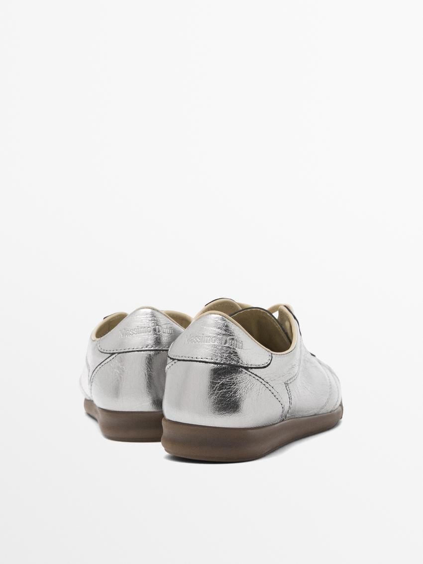 Massimo Dutti Metallic Women Sneakers Silver | US-WV5894370
