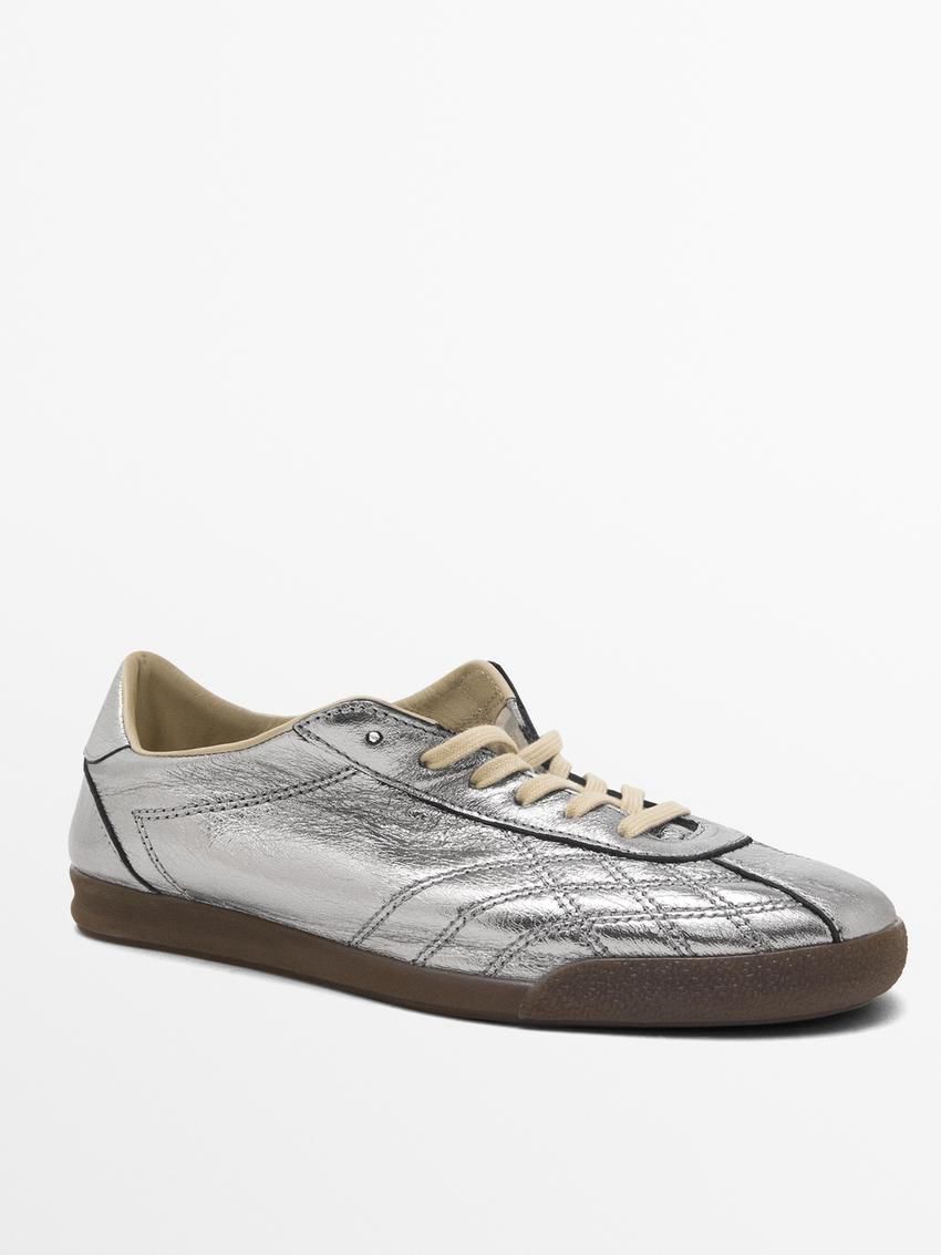 Massimo Dutti Metallic Women Sneakers Silver | US-WV5894370