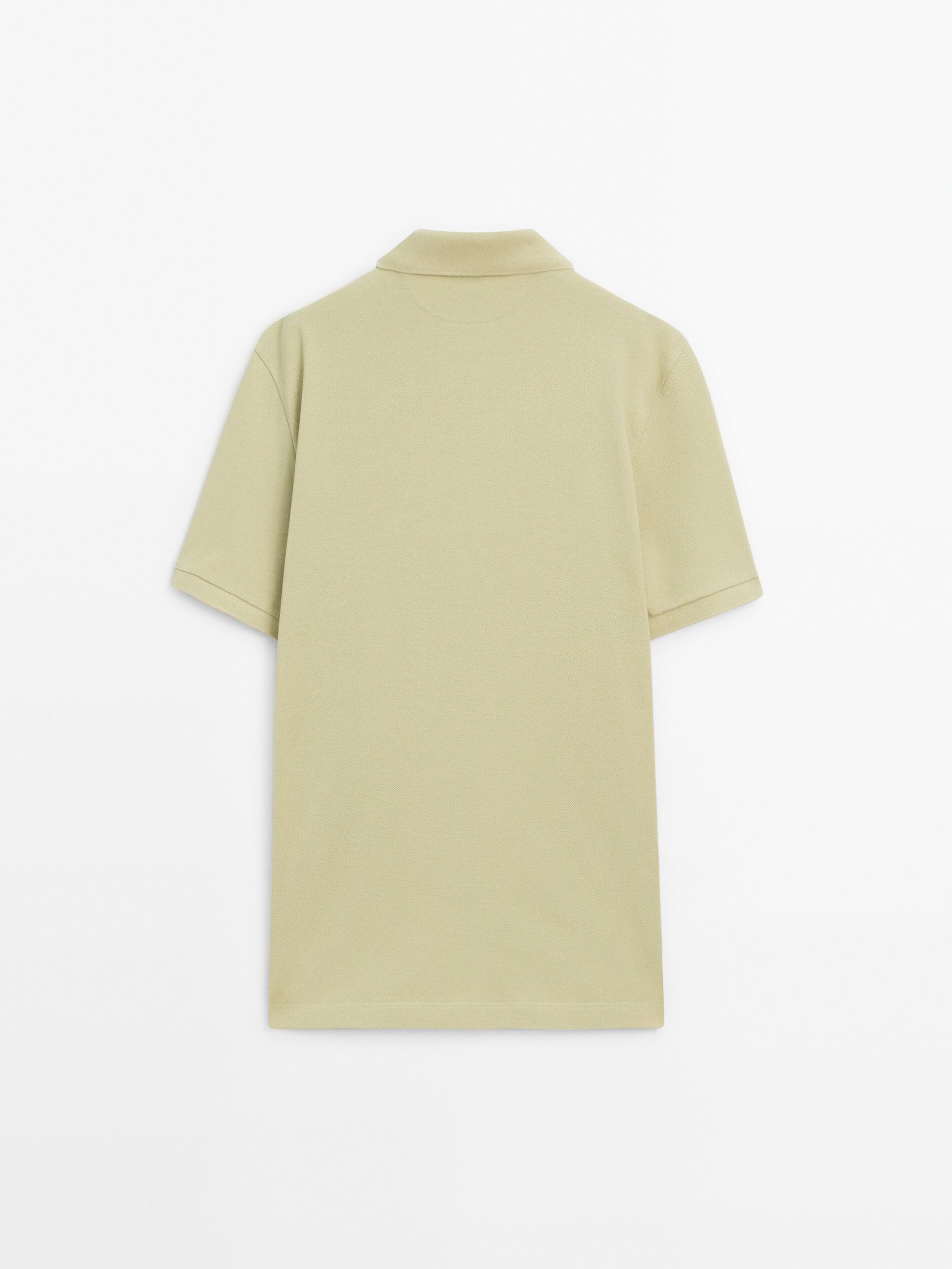Massimo Dutti Microtextured Cotton Piqué Men Polo Shirt Light Green | US-DM2015986