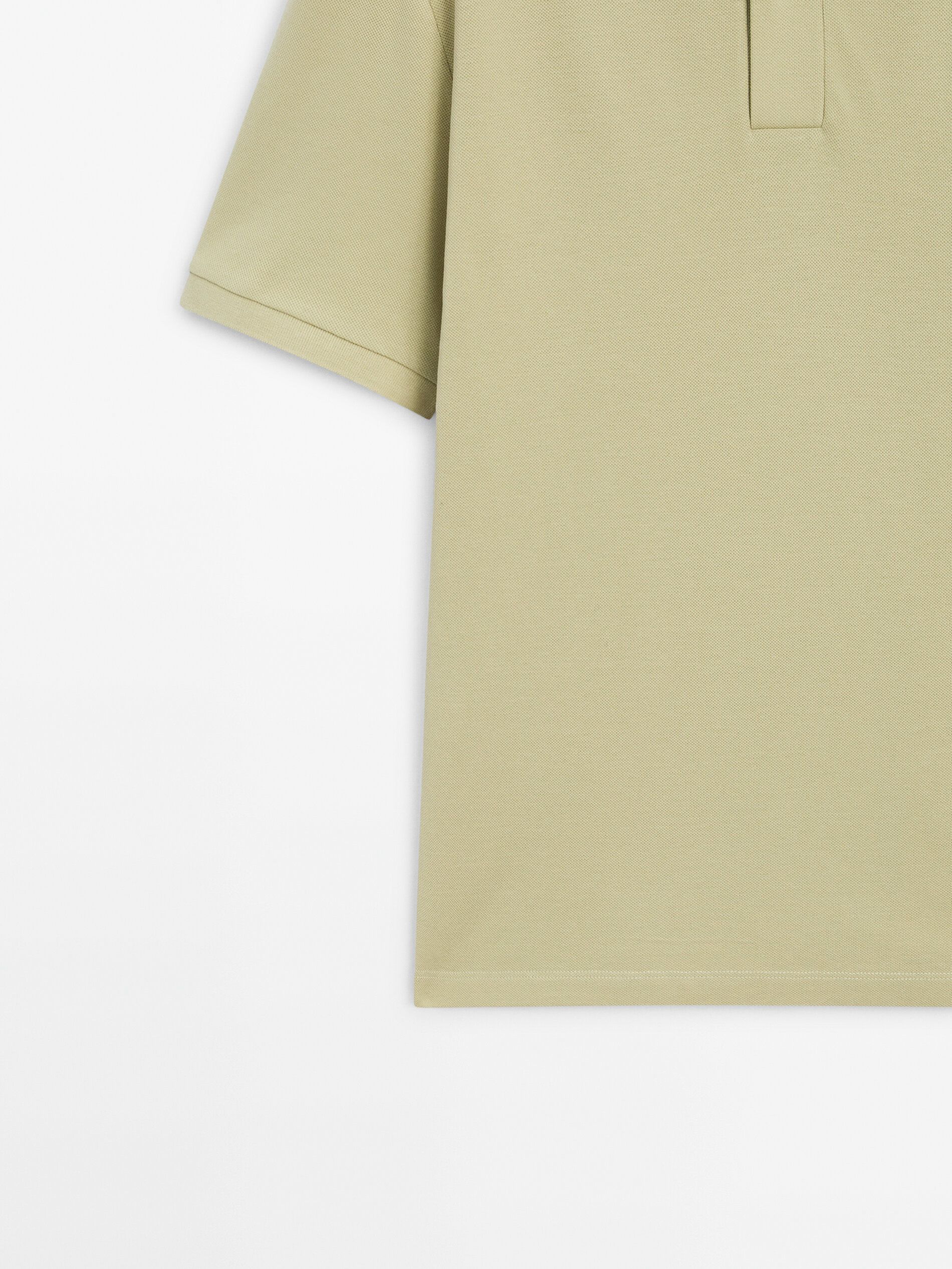 Massimo Dutti Microtextured Cotton Piqué Men Polo Shirt Light Green | US-DM2015986