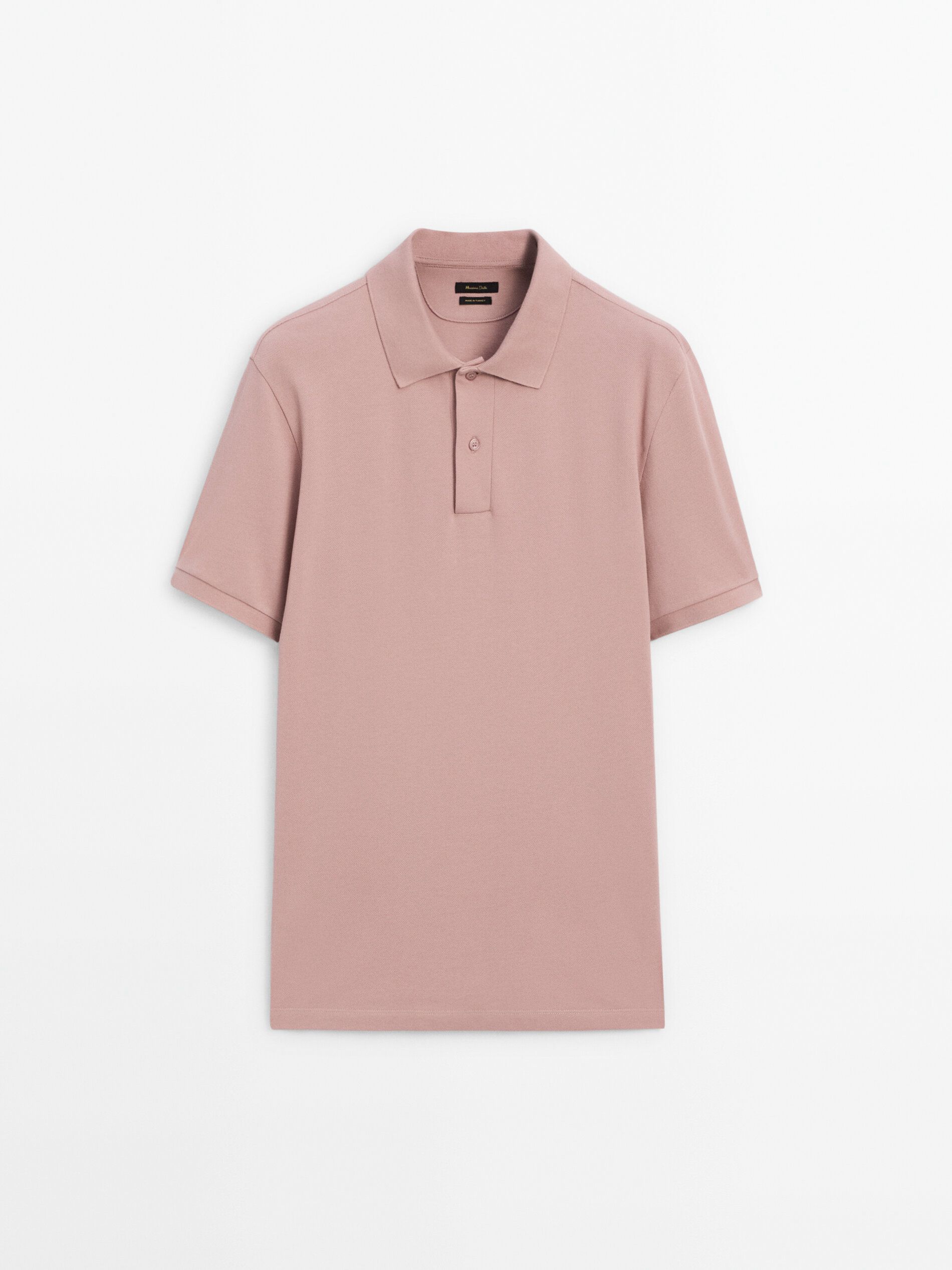 Massimo Dutti Microtextured Cotton Piqué Men Polo Shirt Pink Beige | US-TA1298573