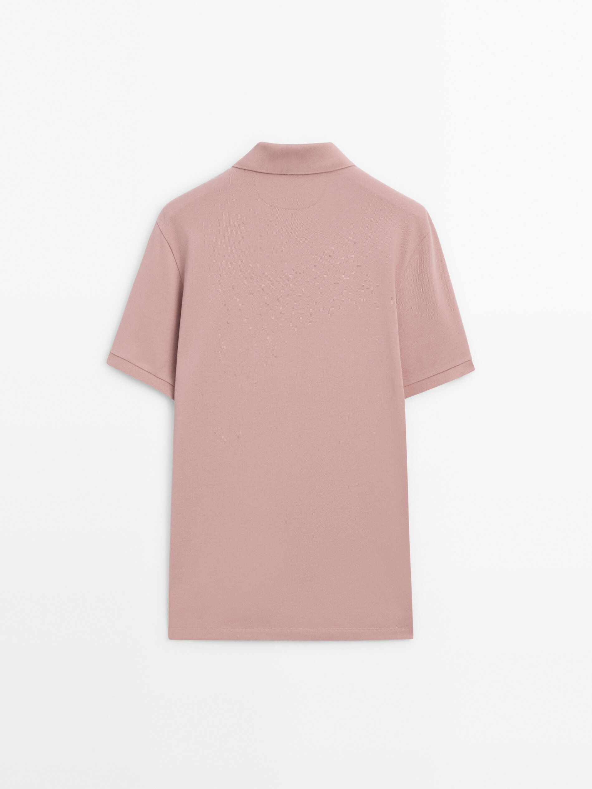 Massimo Dutti Microtextured Cotton Piqué Men Polo Shirt Pink Beige | US-TA1298573