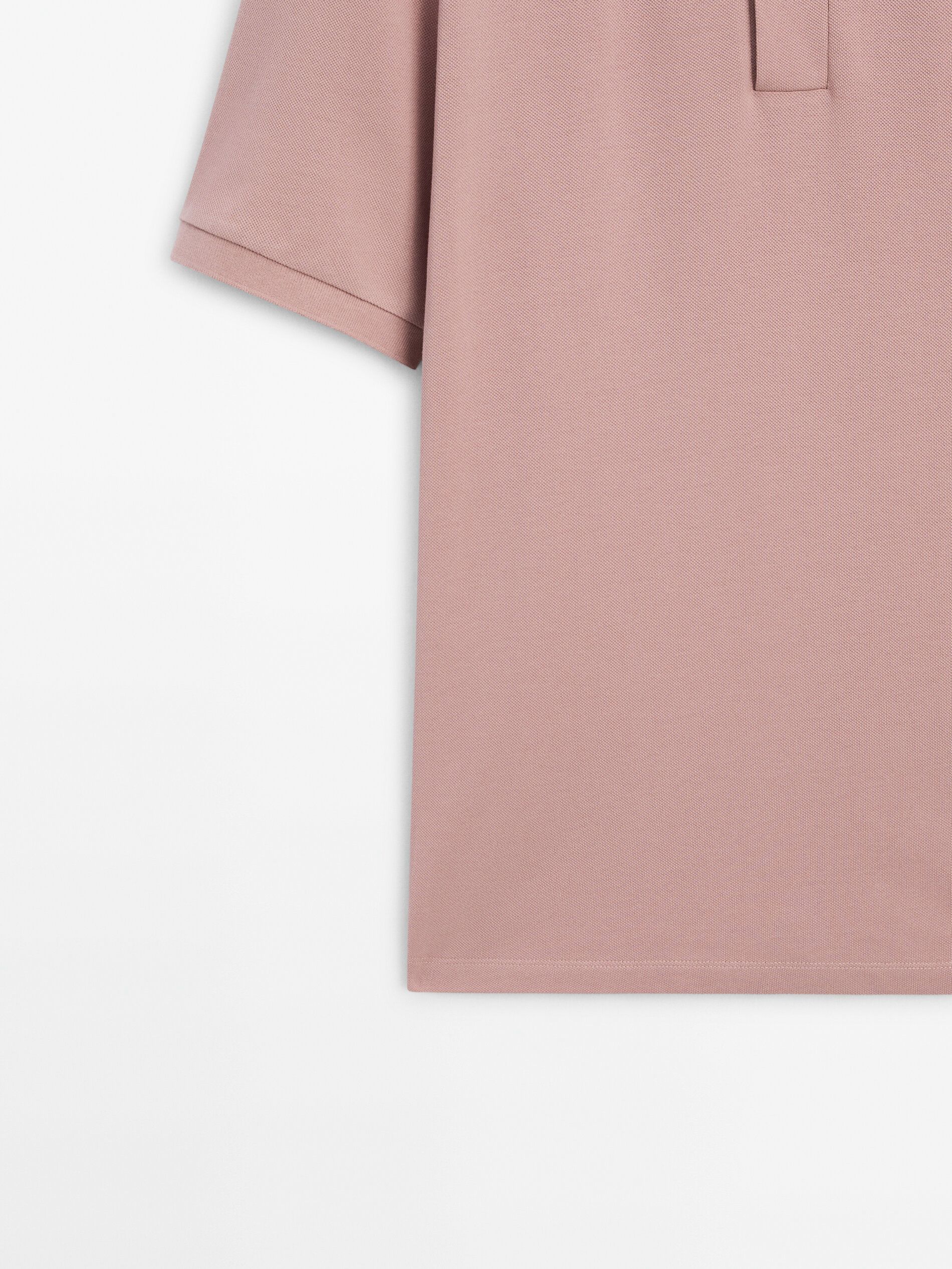 Massimo Dutti Microtextured Cotton Piqué Men Polo Shirt Pink Beige | US-TA1298573
