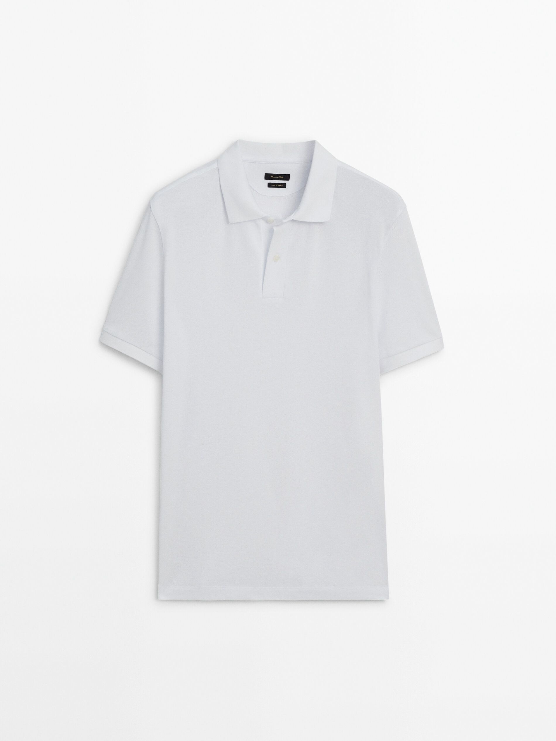 Massimo Dutti Microtextured Cotton Piqué Men Polo Shirt White | US-HX1207396