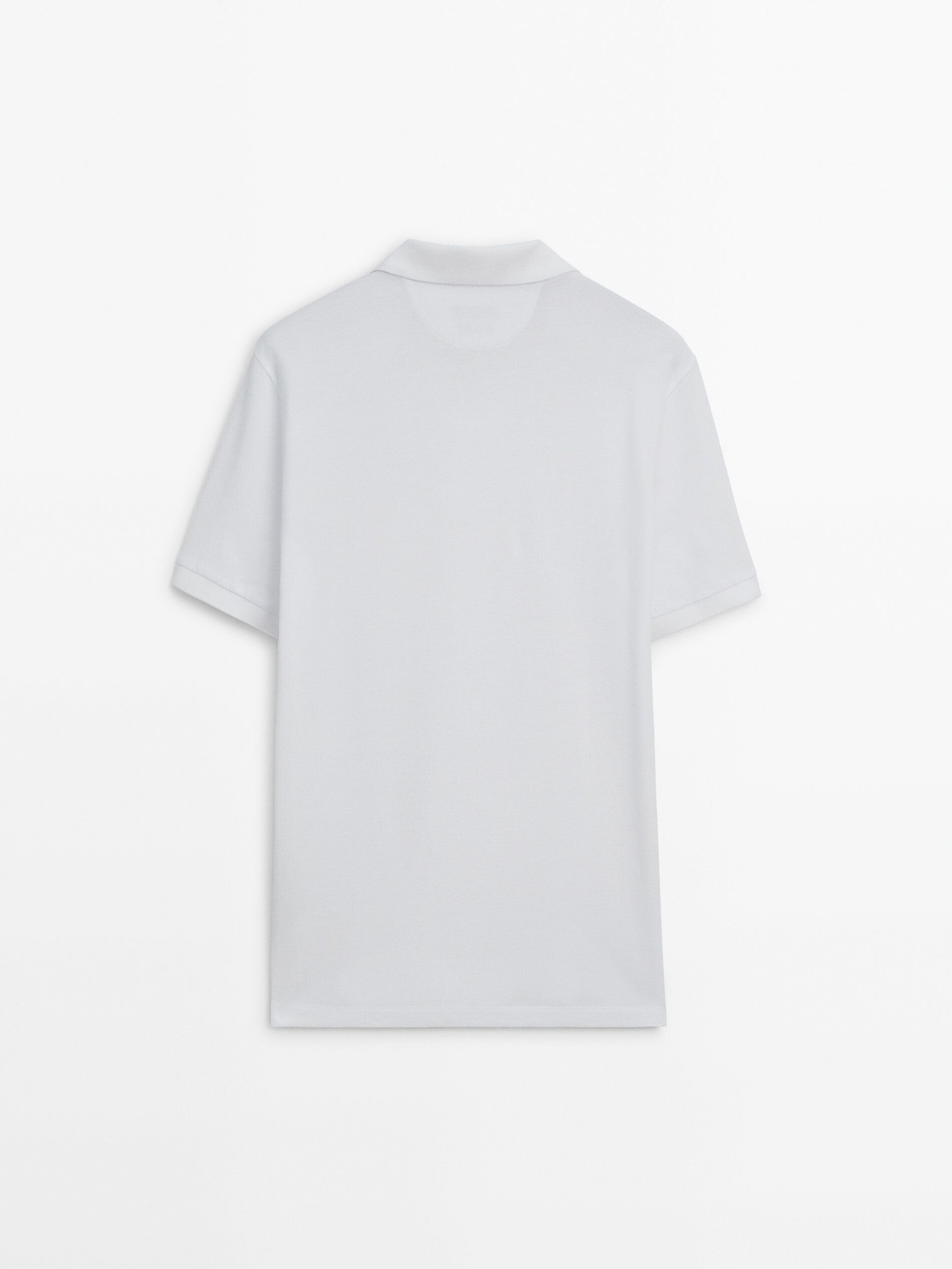 Massimo Dutti Microtextured Cotton Piqué Men Polo Shirt White | US-HX1207396