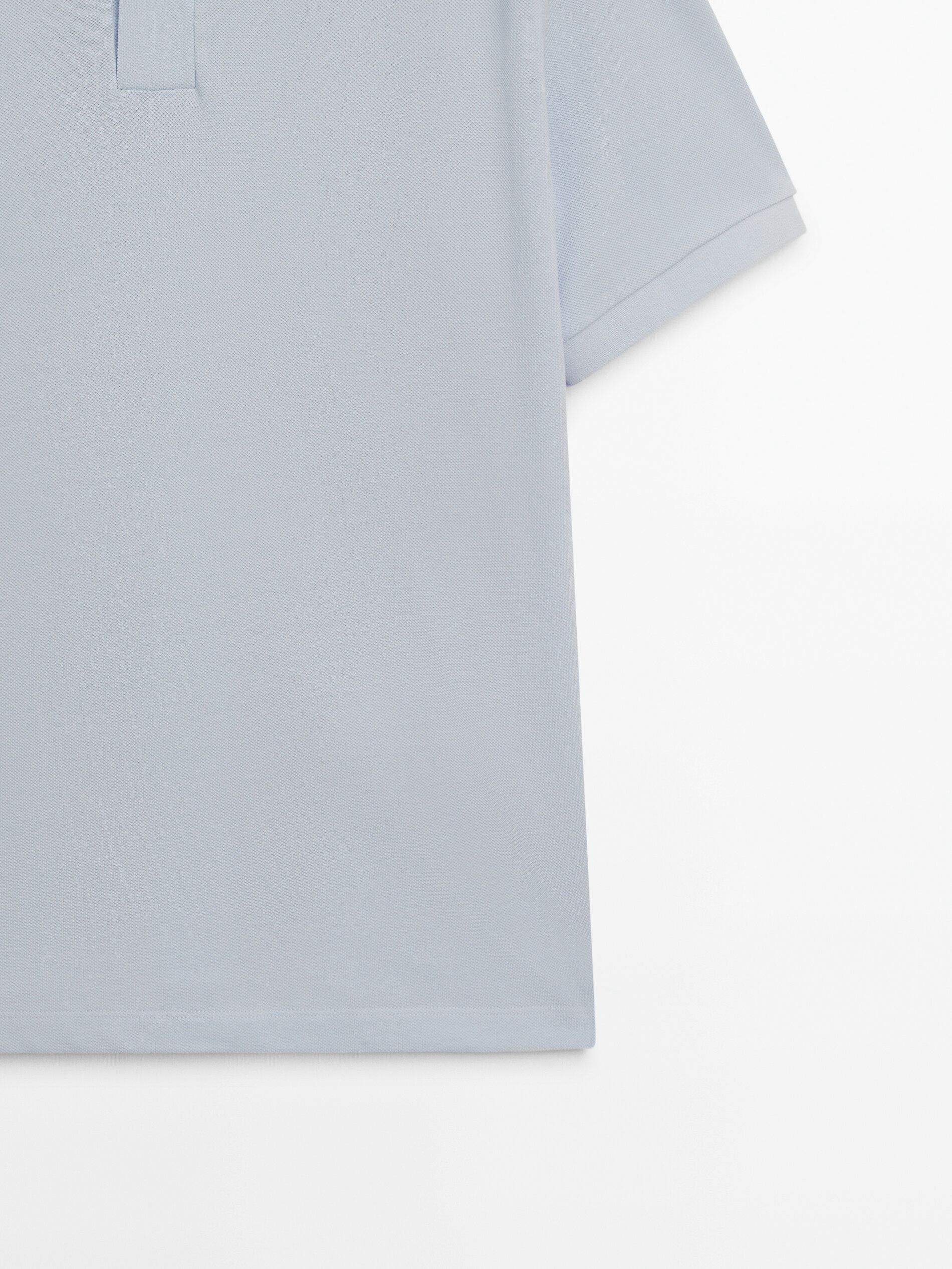Massimo Dutti Microtextured Cotton Piqué Men Polo Shirt Light Blue | US-JK8603925