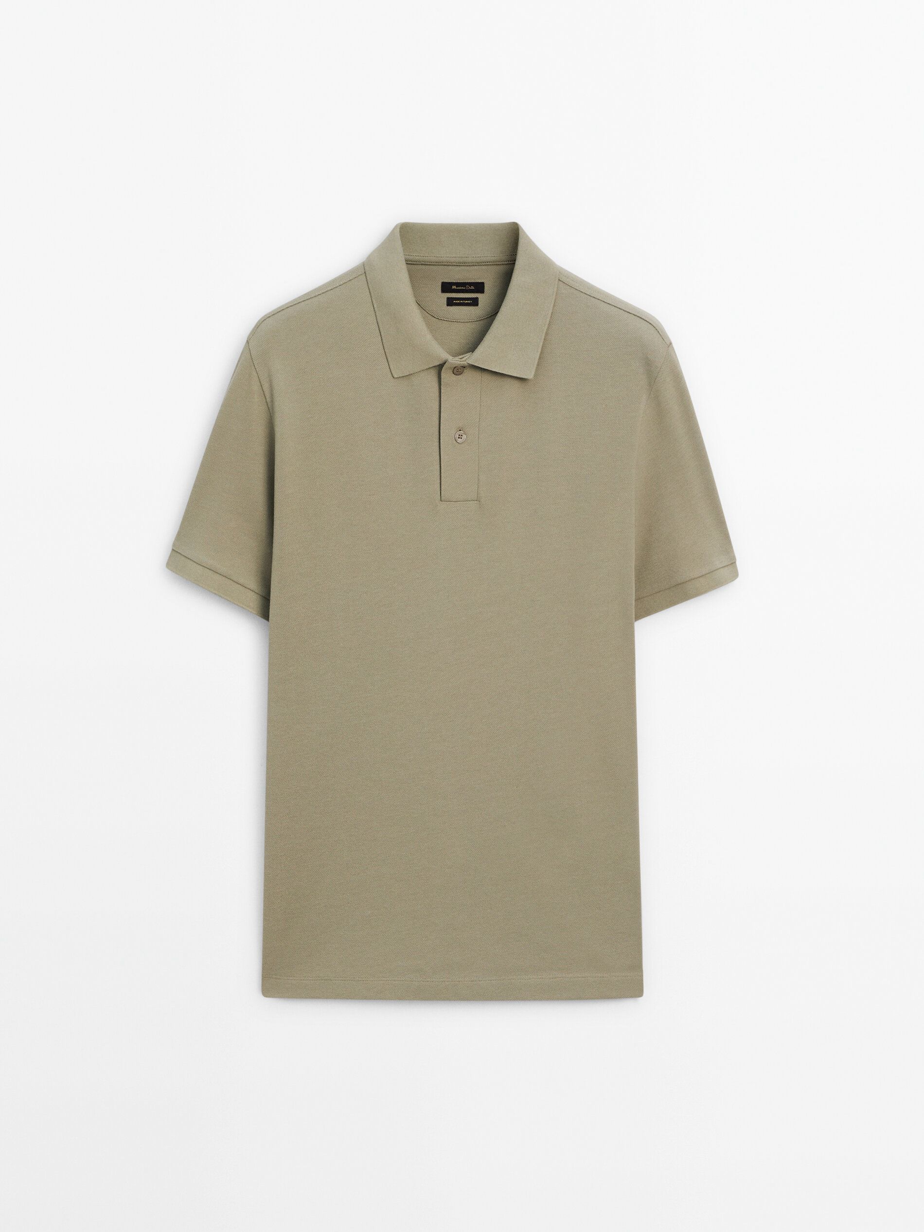 Massimo Dutti Microtextured Cotton Piqué Men Polo Shirt Khaki | US-ZQ7813046