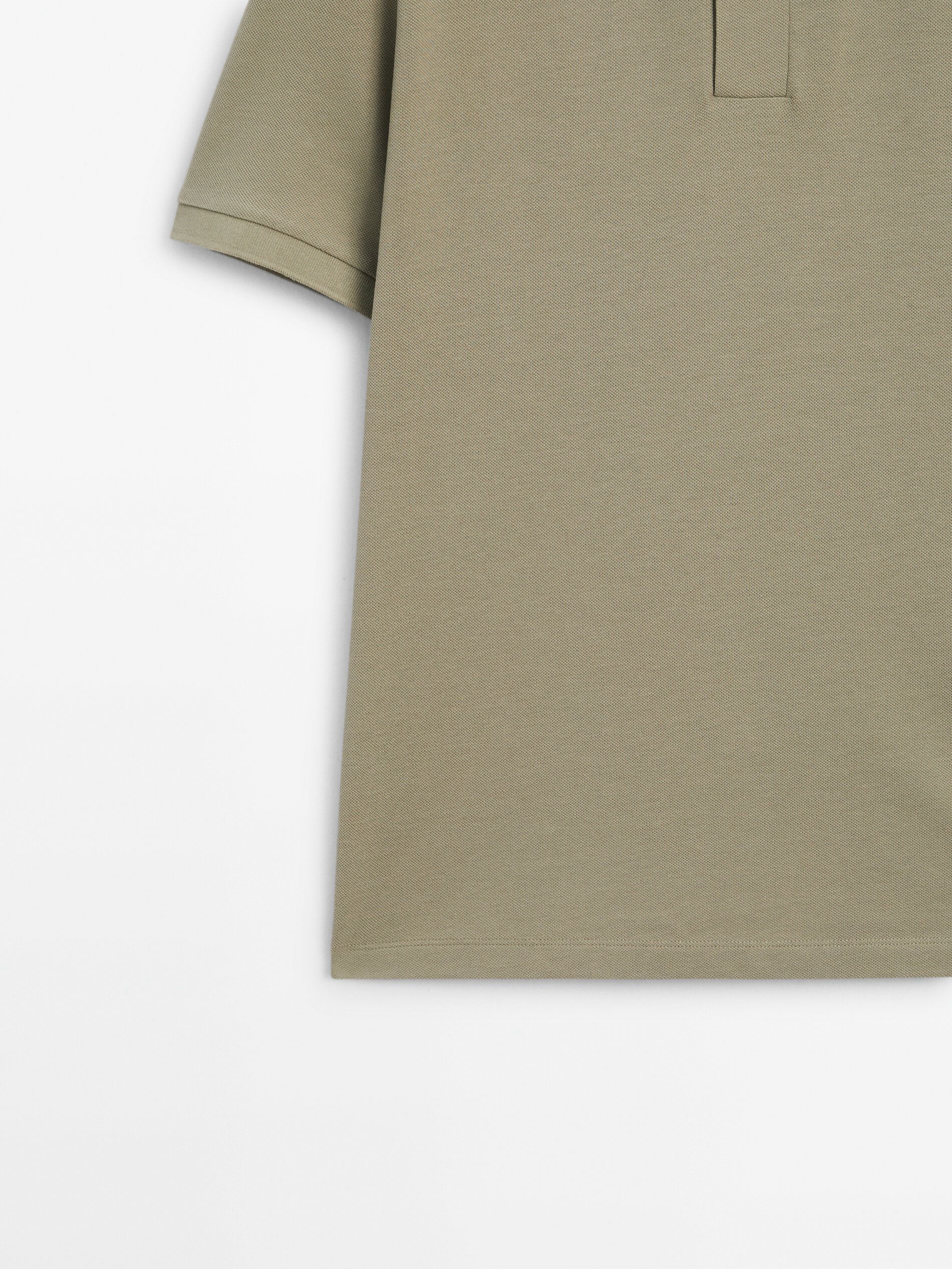 Massimo Dutti Microtextured Cotton Piqué Men Polo Shirt Khaki | US-ZQ7813046