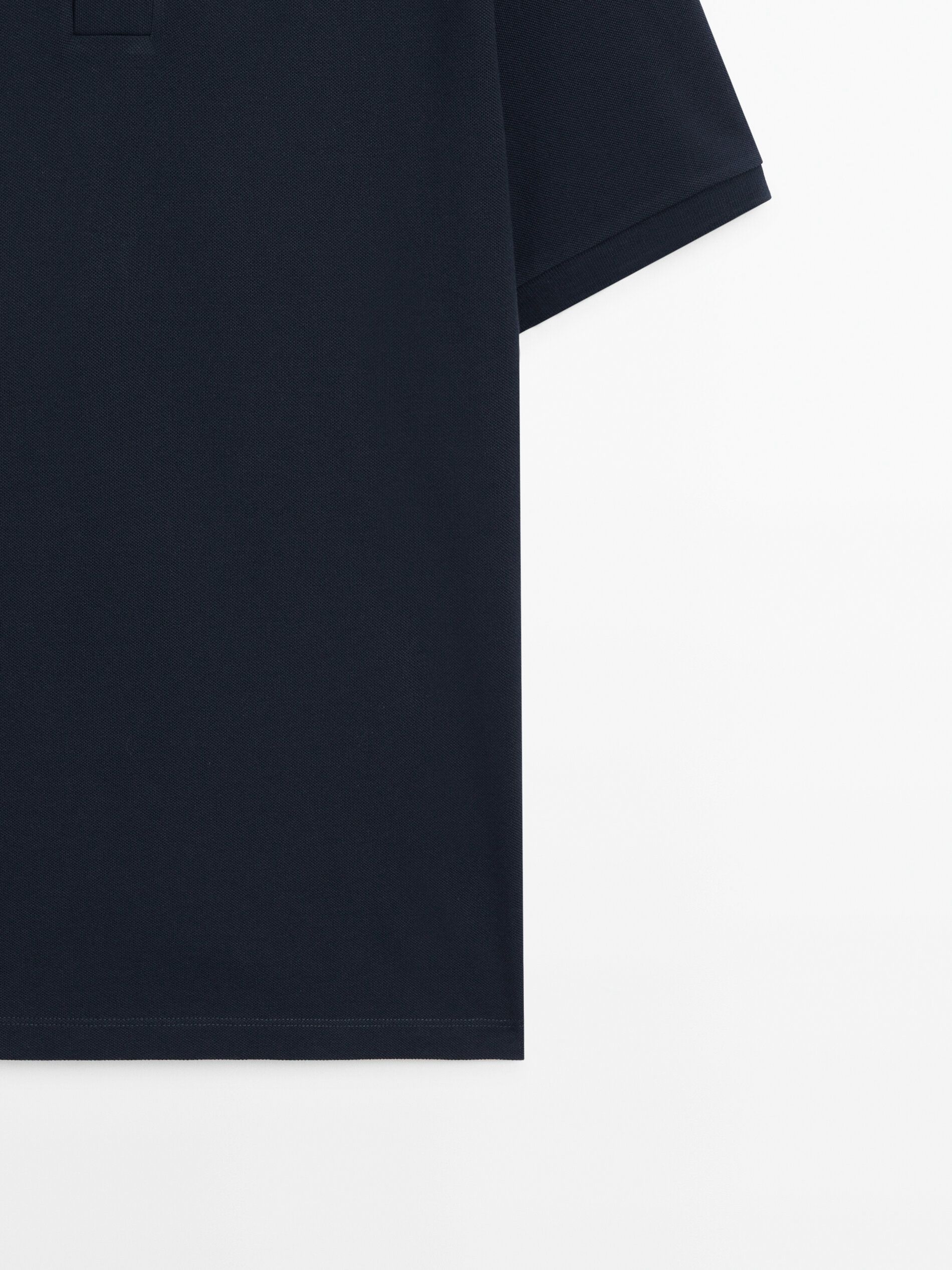 Massimo Dutti Microtextured Cotton Piqué Men Polo Shirt Indigo | US-KZ9286075
