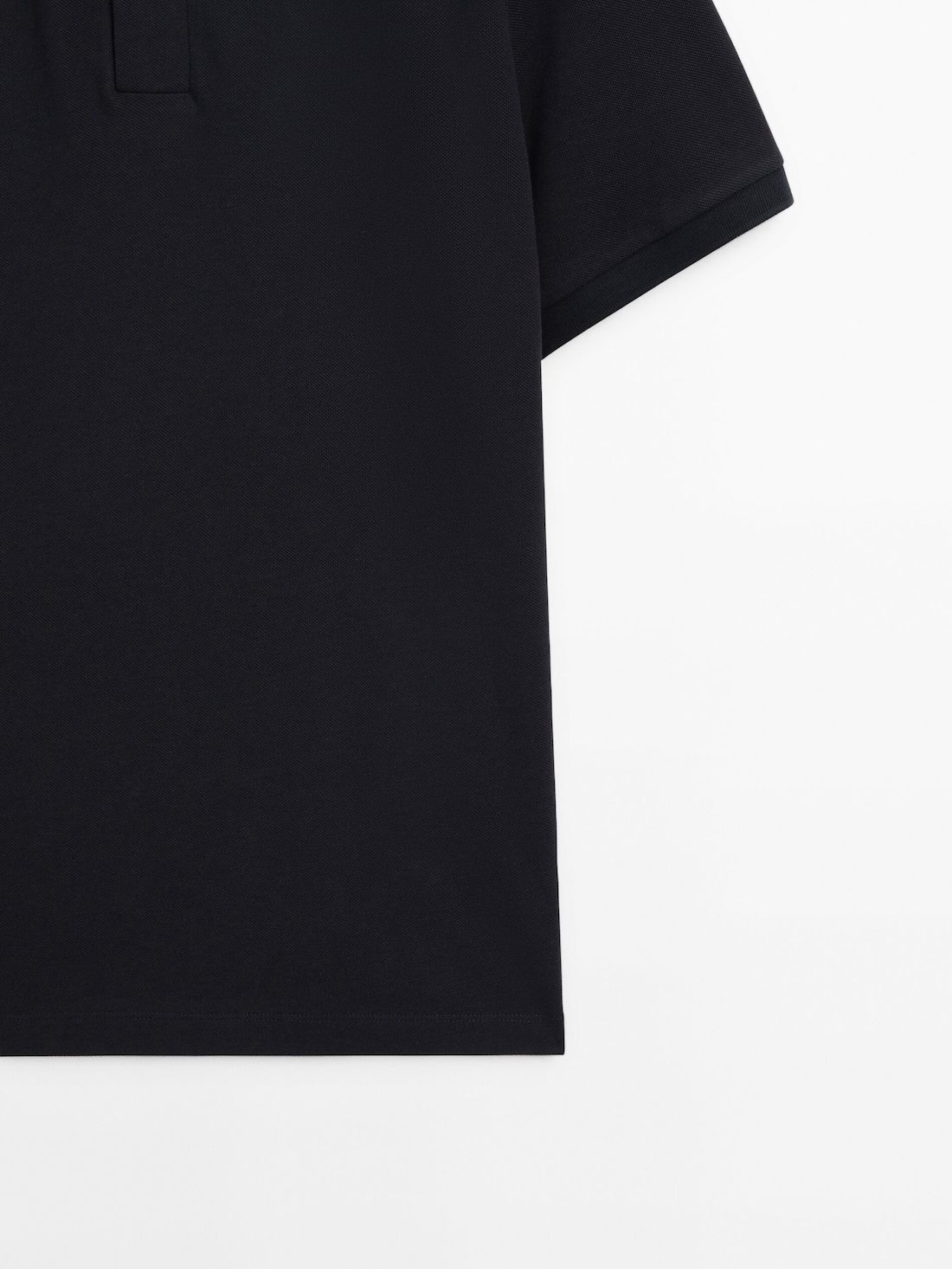 Massimo Dutti Microtextured Cotton Piqué Men Polo Shirt Navy | US-NT2359140