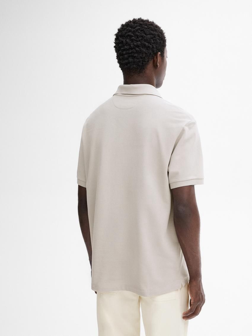 Massimo Dutti Microtextured Cotton Piqué Men Polo Shirt Grey | US-QE3425876