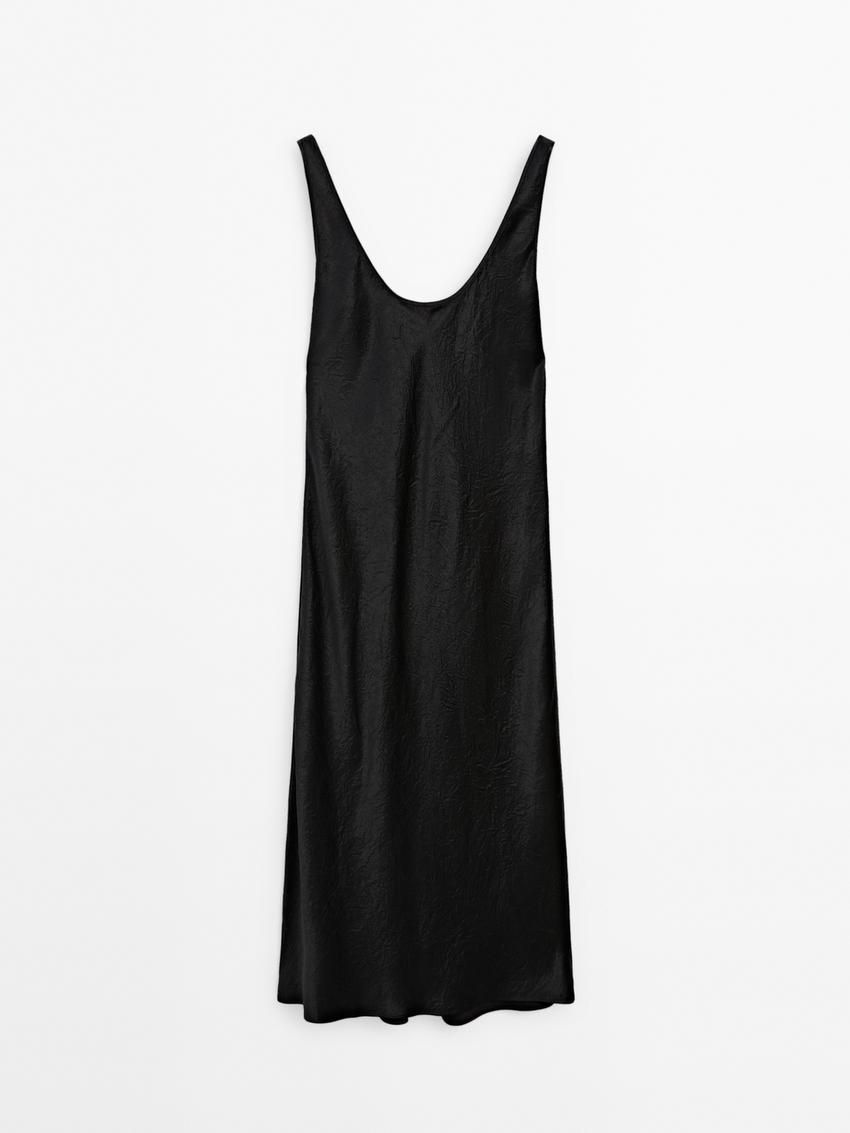 Massimo Dutti Midi Slip Women Dress Black | US-VN4215086
