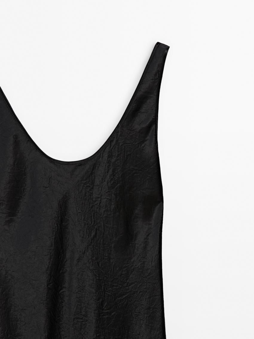 Massimo Dutti Midi Slip Women Dress Black | US-VN4215086