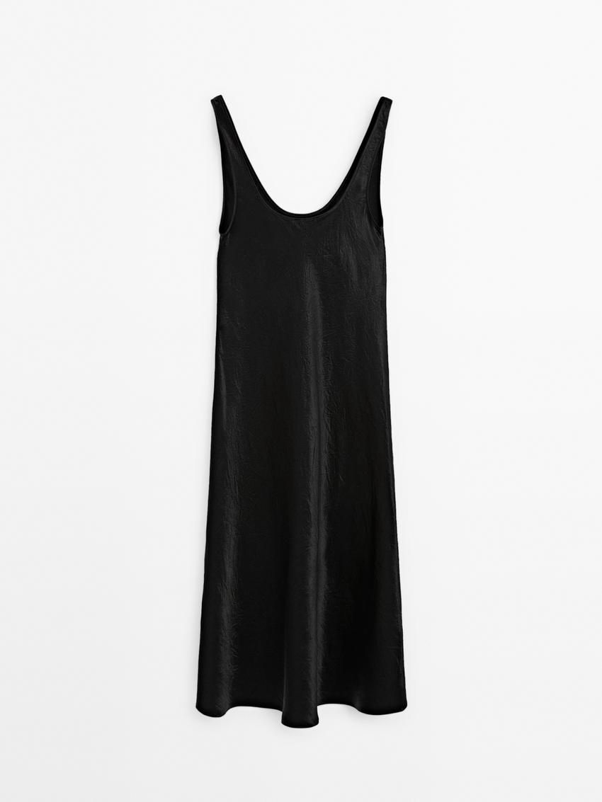 Massimo Dutti Midi Slip Women Dress Black | US-VN4215086