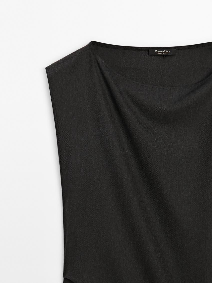 Massimo Dutti Midi With Brooch Detail Women Dress Black | US-TK1754086