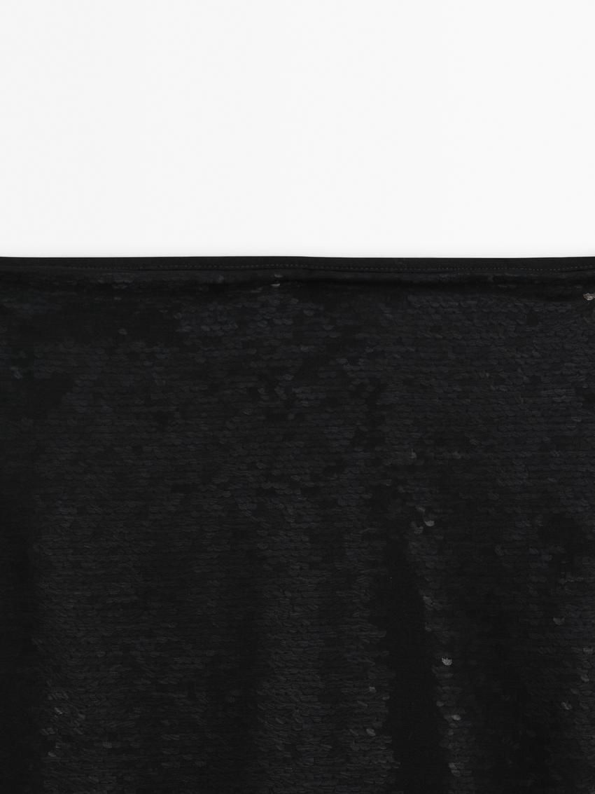 Massimo Dutti Midi With Concealed Sequins Women Skirts Black | US-NX0926875