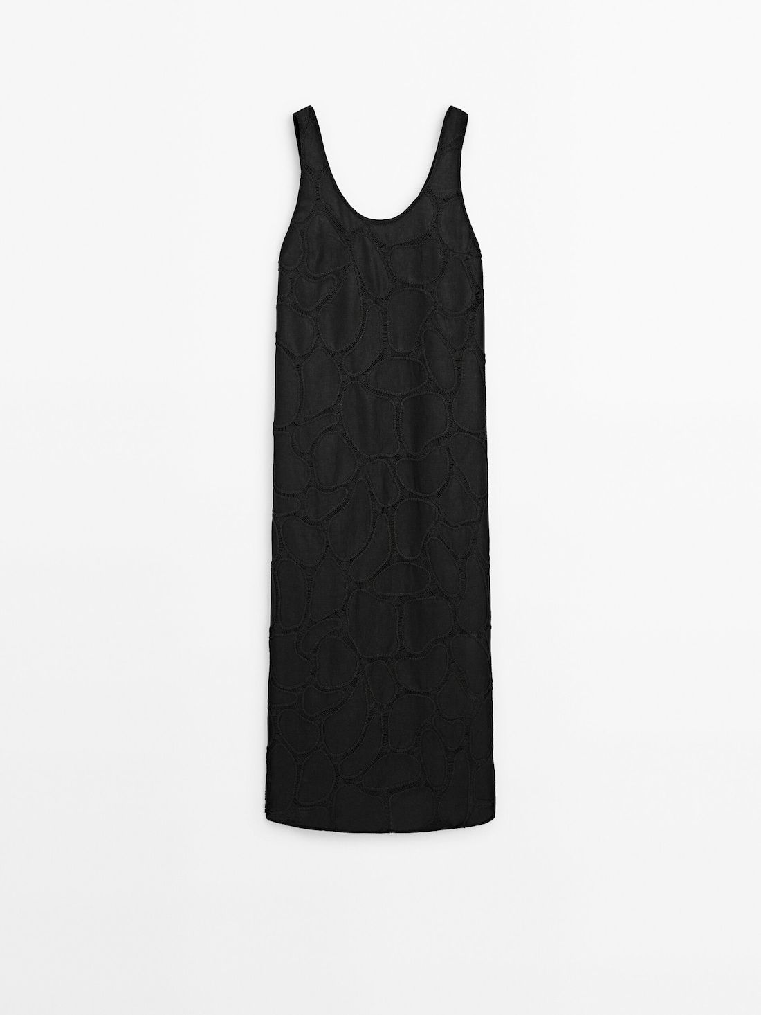 Massimo Dutti Midi With Embroidered Detail Women Dress Black | US-ZL1753420